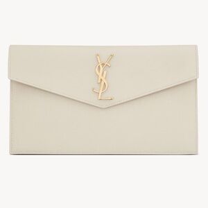 Yves Saint Laurent Beige Clutch with Gold Logo